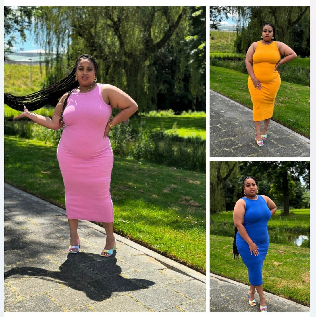 Geribde midi jurk voor dames: comfortabele zomerjurk met stretch