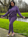 Paarse loungewear set voor dames met high-waist legging