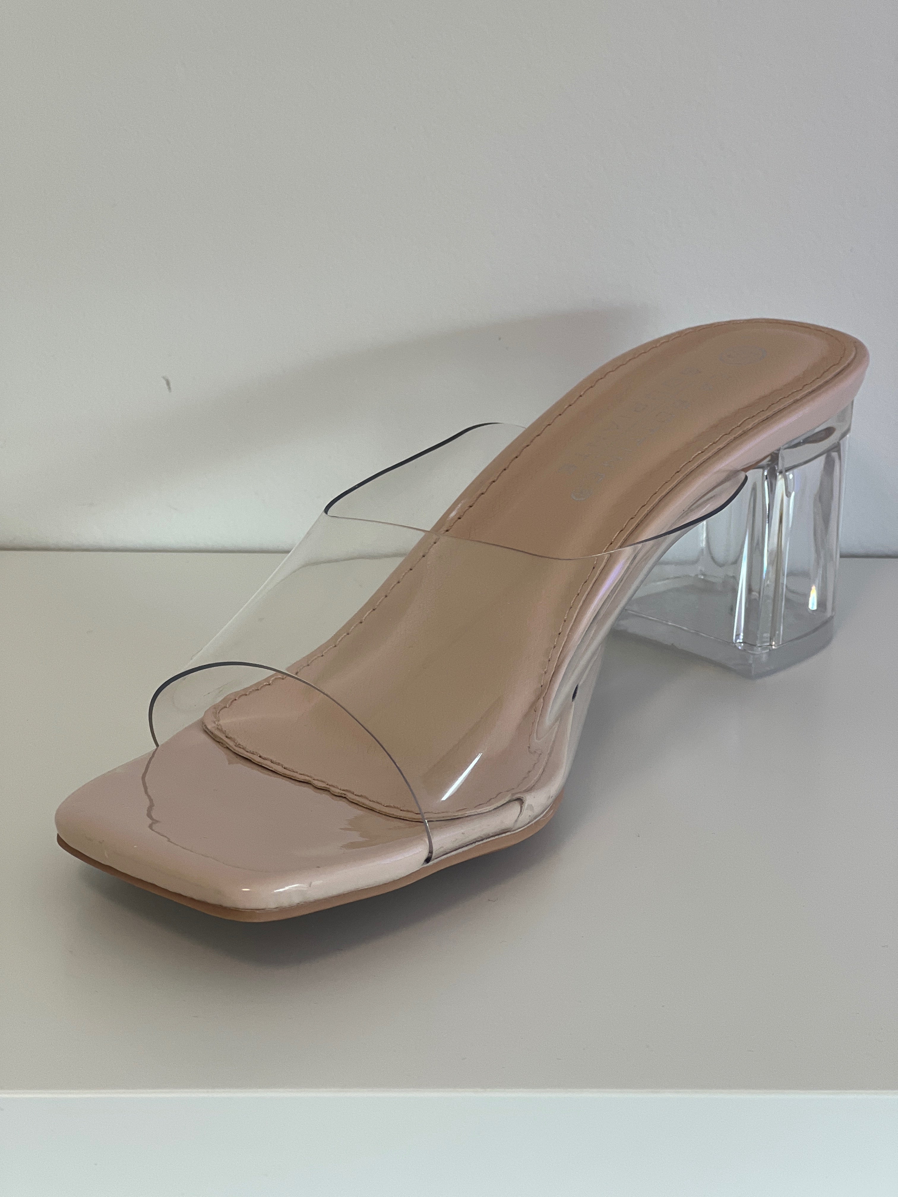 Transparante blokhak voor dames met hakhoogte van 6 cm
